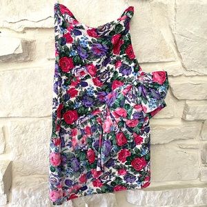 Vintage 80s Strapless, Floral Cocktail Dress